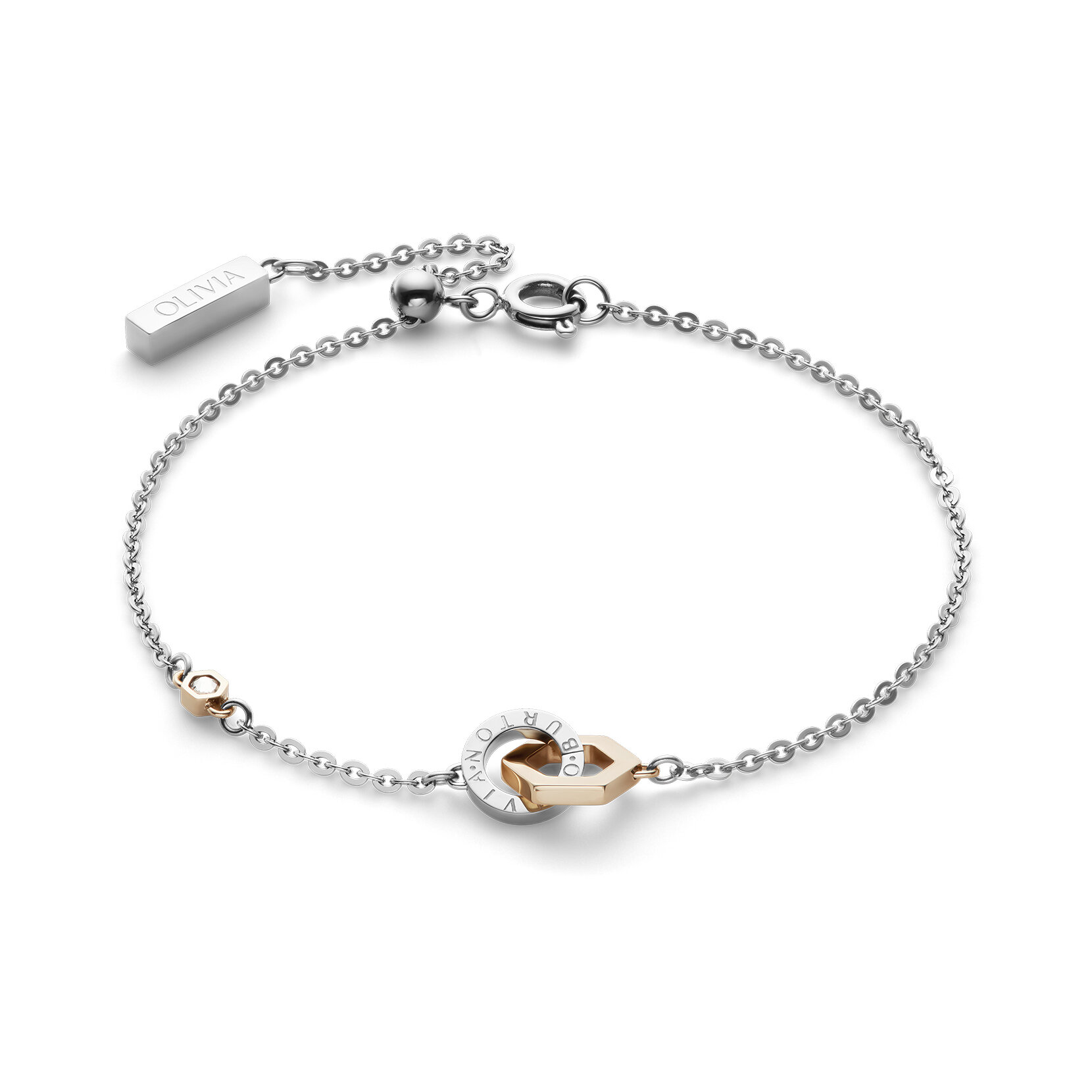 Ensemble Cadeau Bracelet et Collier Hex Interlink Argent et Plaqué Or Rose