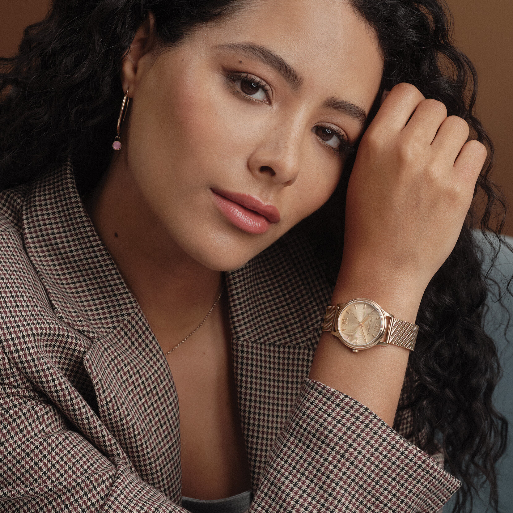 32mm Swirl Carnation Gold & Rose Gold Mesh Watch