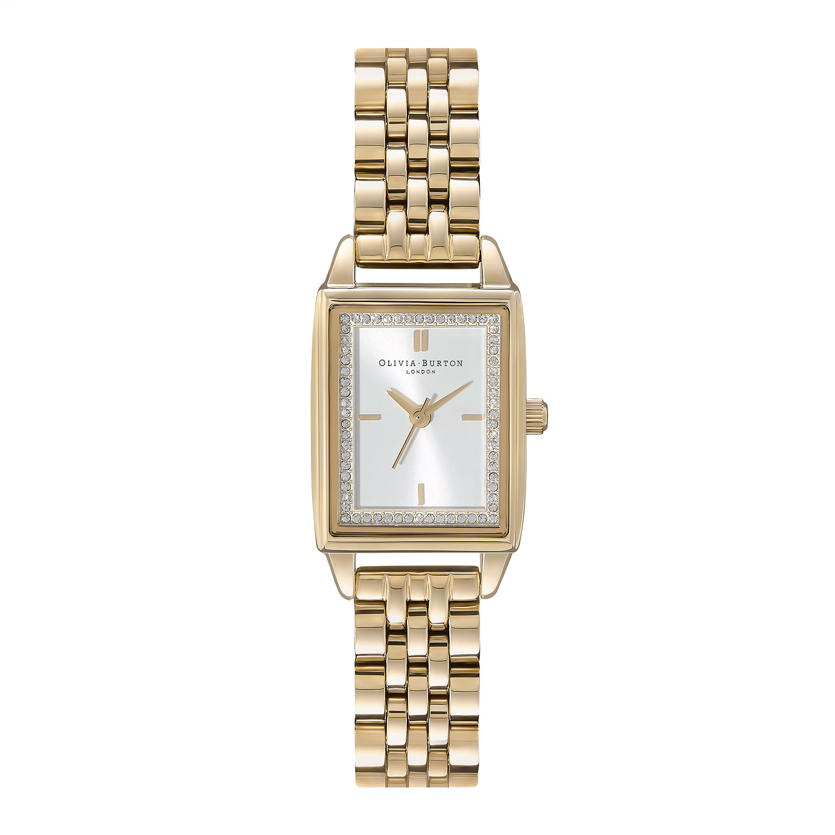 21mm Rectangle White & Gold Bracelet Watch