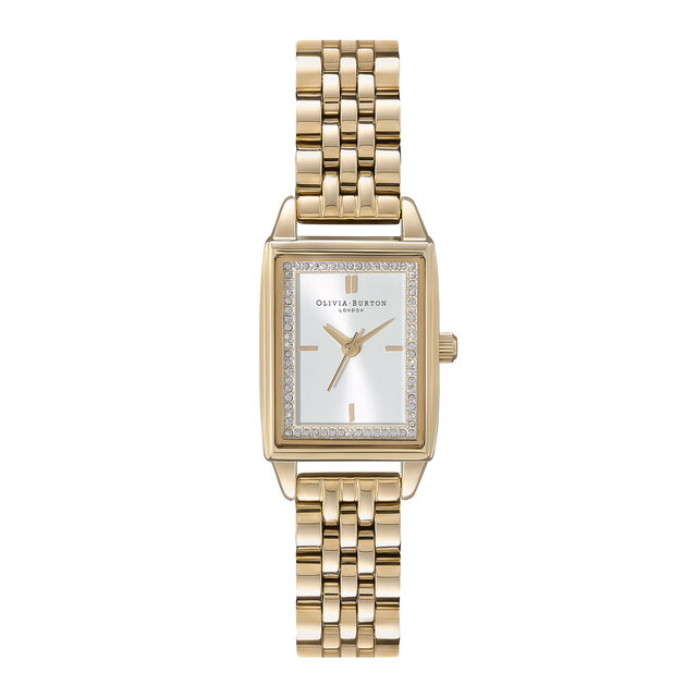21mm Rectangle White & Gold Bracelet Watch