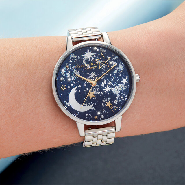 38mm Blue & Silver Bracelet Watch