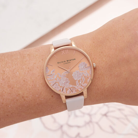 Lace Detail Blush & Rose Gold Watch