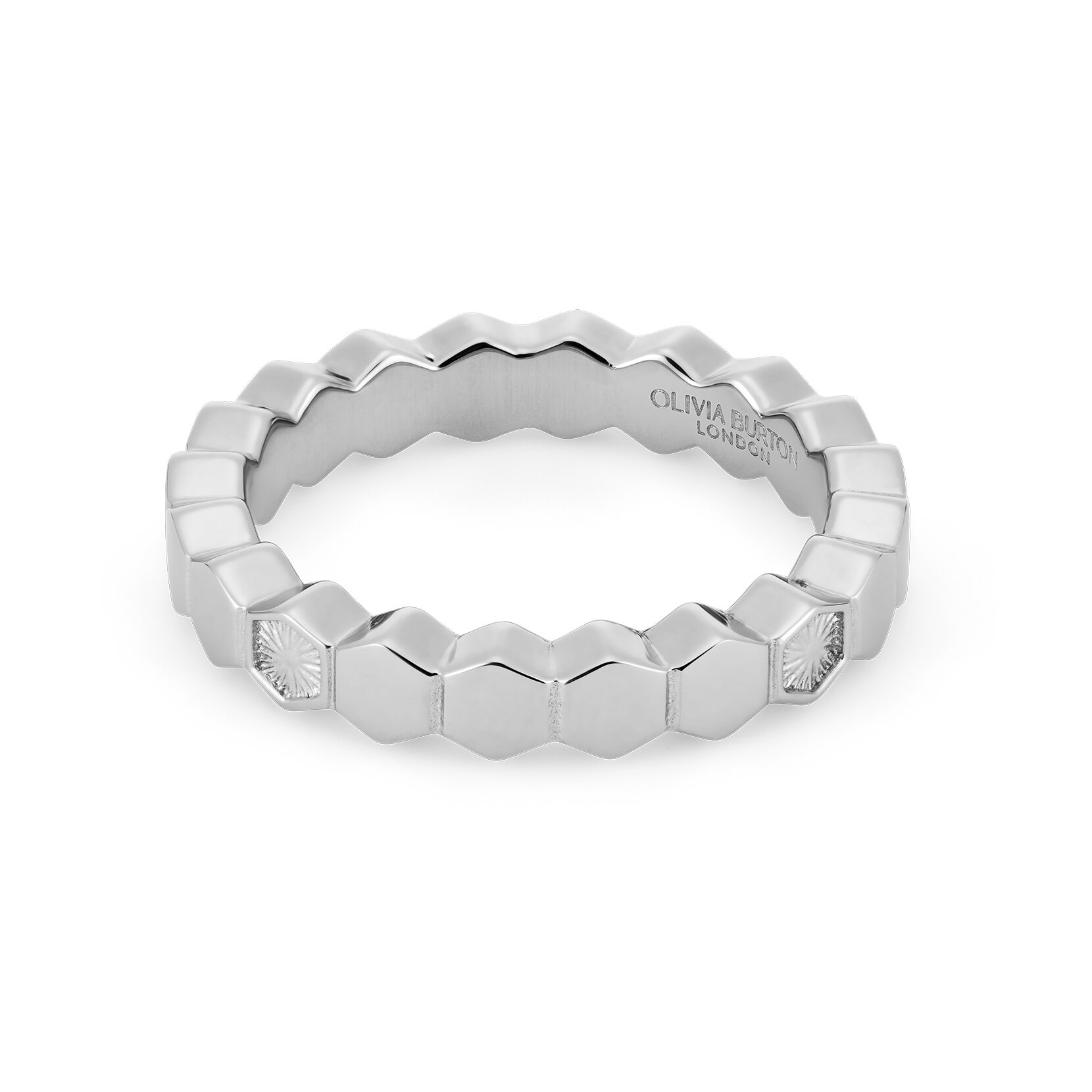 Petite Honeycomb Silver Tone Ring L