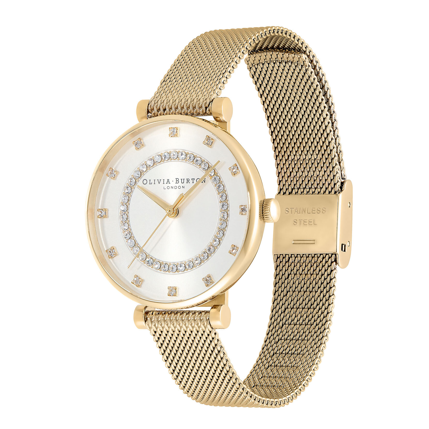 32mm Tbar White & Gold Mesh Watch