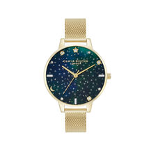 Montre Celestial Galaxy à cadran Demi et bracelet milanais émeraude et or