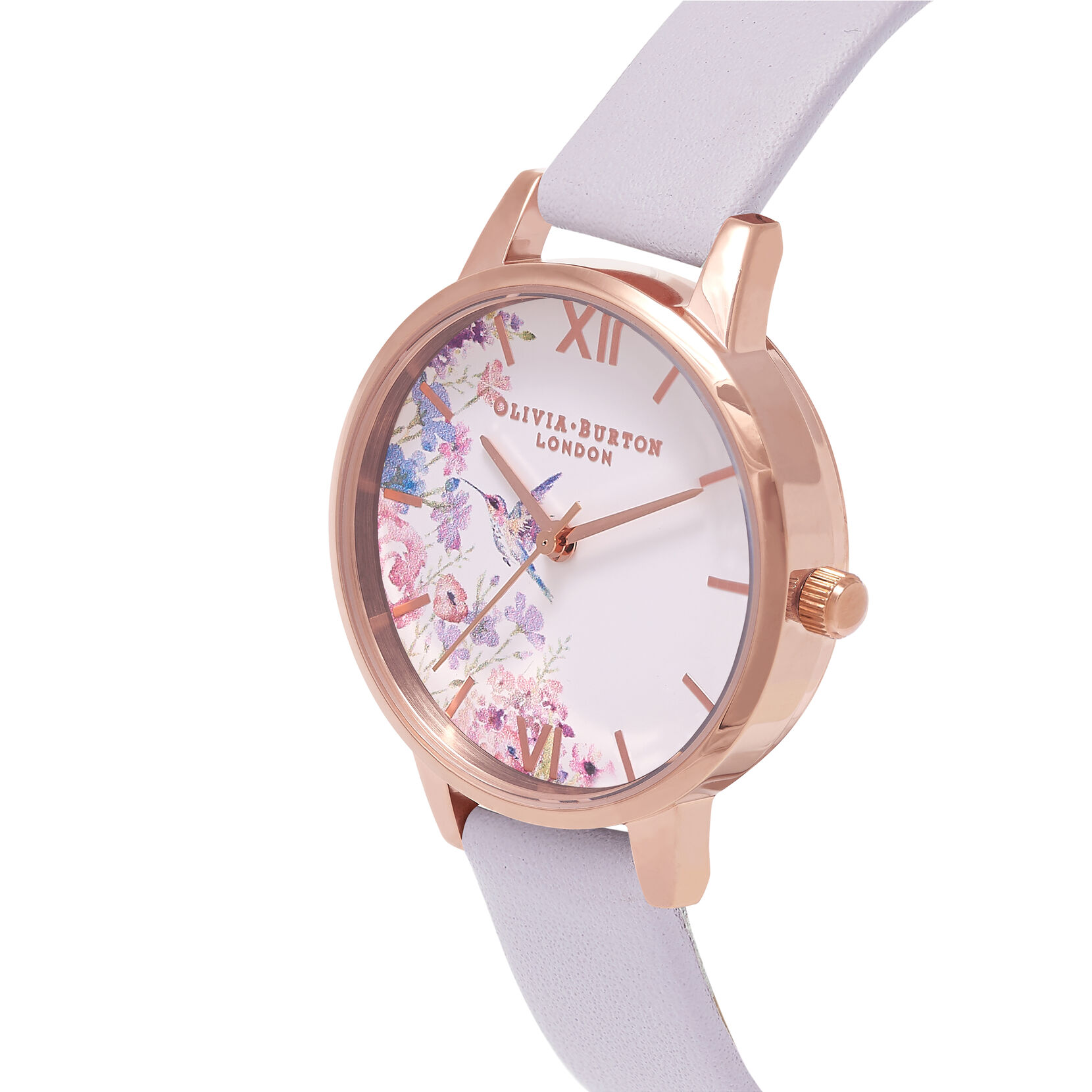 Montre Midi Hummingbirds violet-parme et or rose