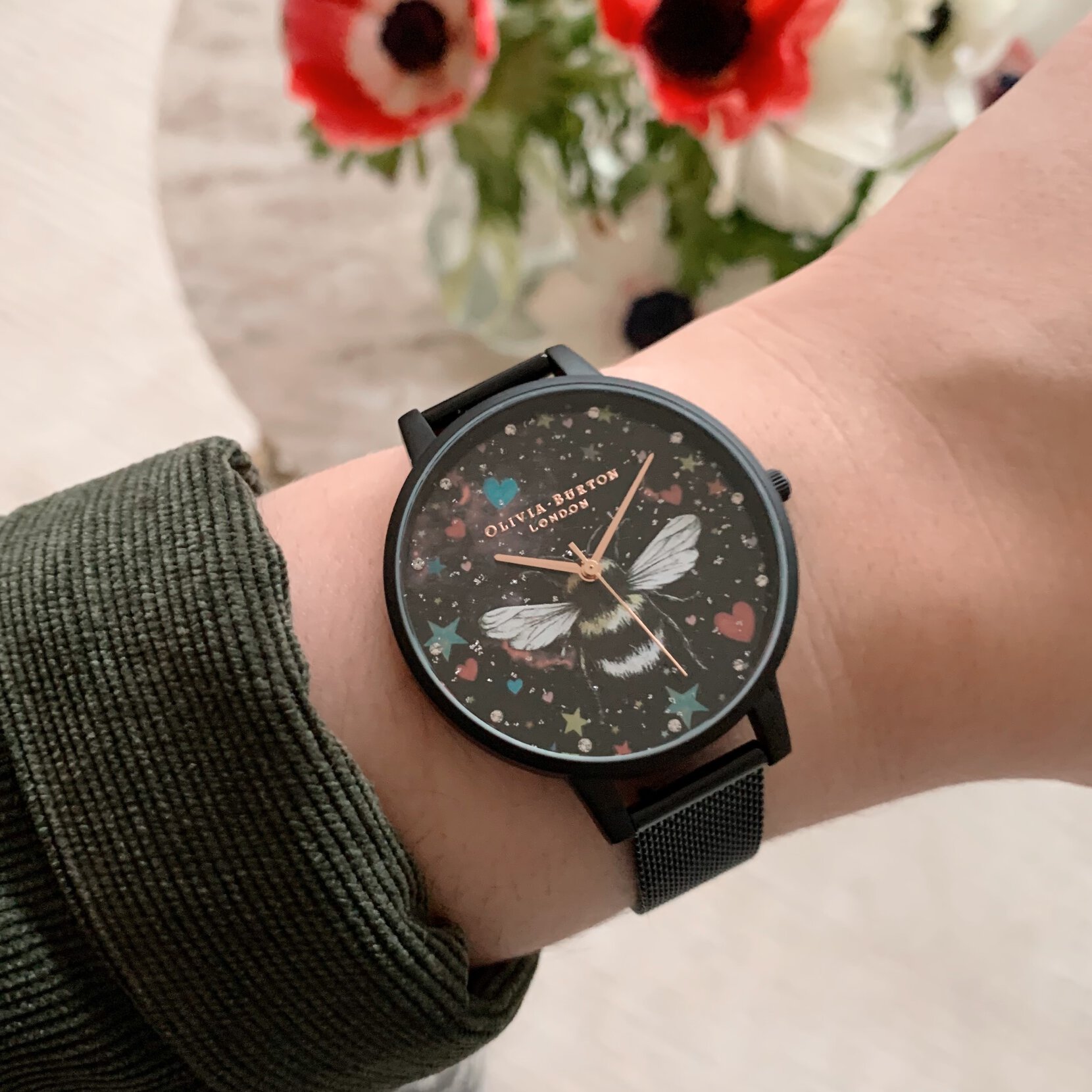 38mm Black Mesh Watch