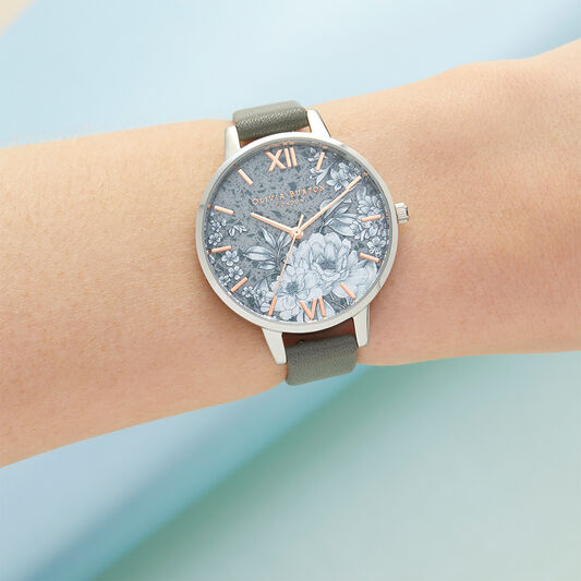 Terrazzo Florals Dark Grey & Silver