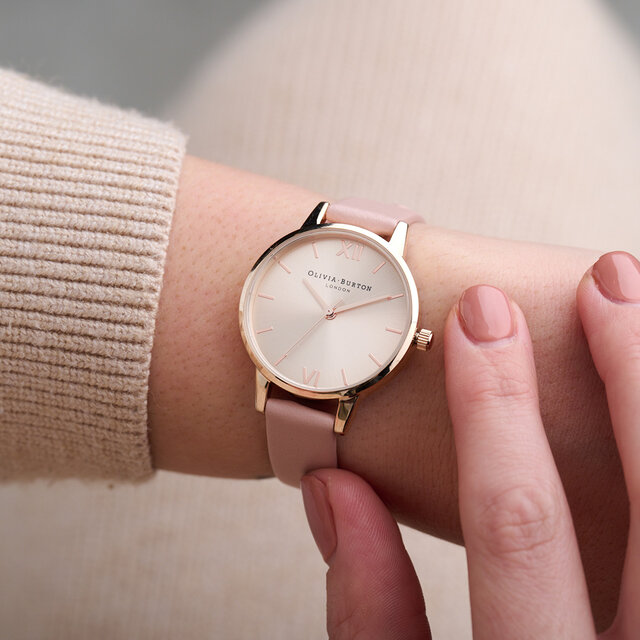 30mm Rose Gold & Pink Leather Strap Watch