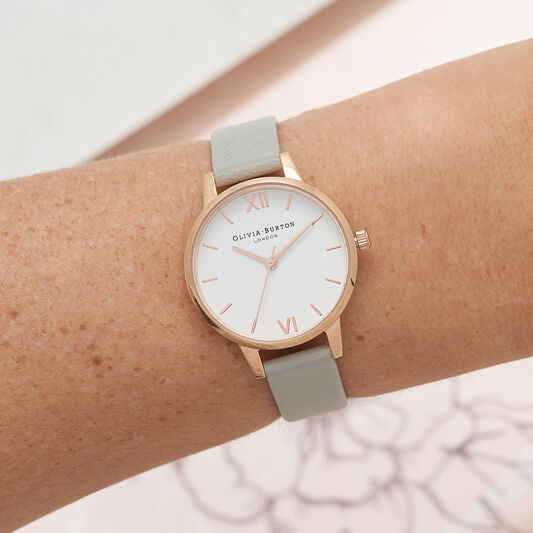  White Dial Grey & Rose Gold Watch 