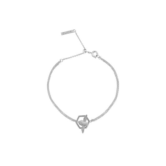 Honeycomb Bee Silver Bracelet