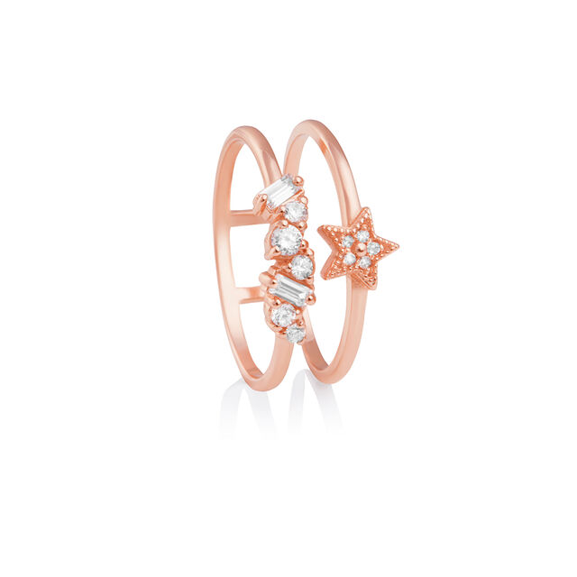 Celestial Double Band Ring Rose Gold L