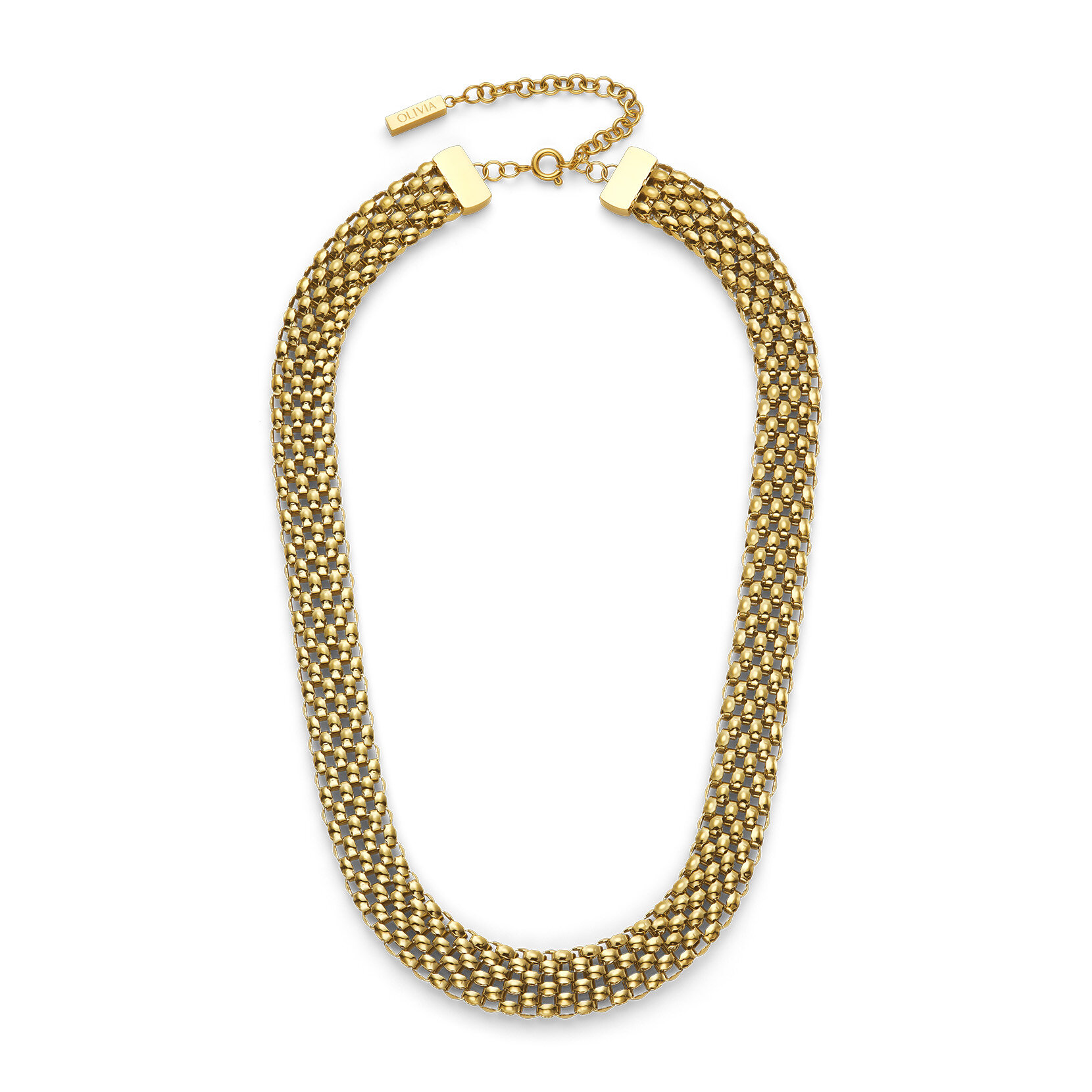 Collier Chequerboard Link plaqu&eacute; or