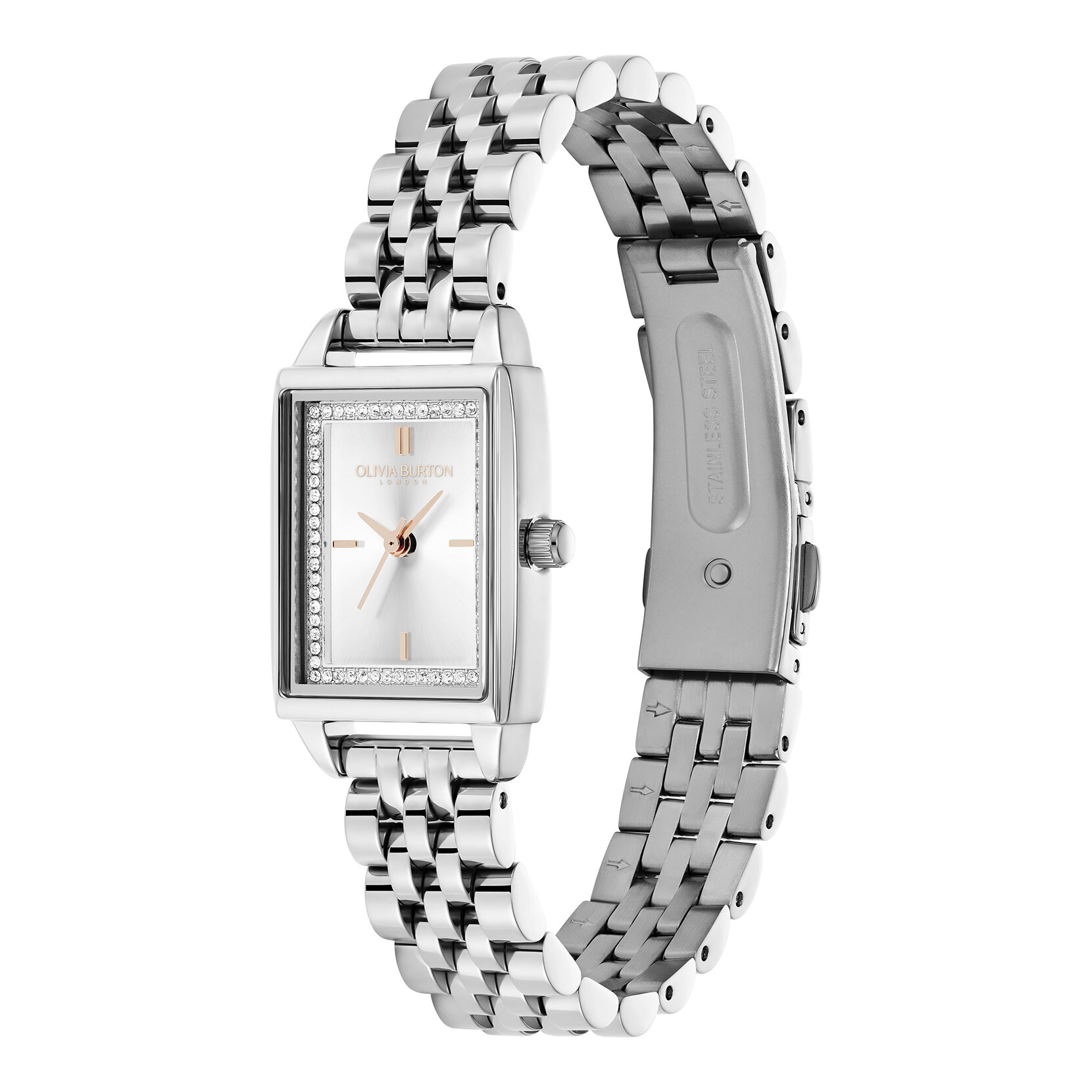 21mm Rectangle White & Silver Bracelet Watch