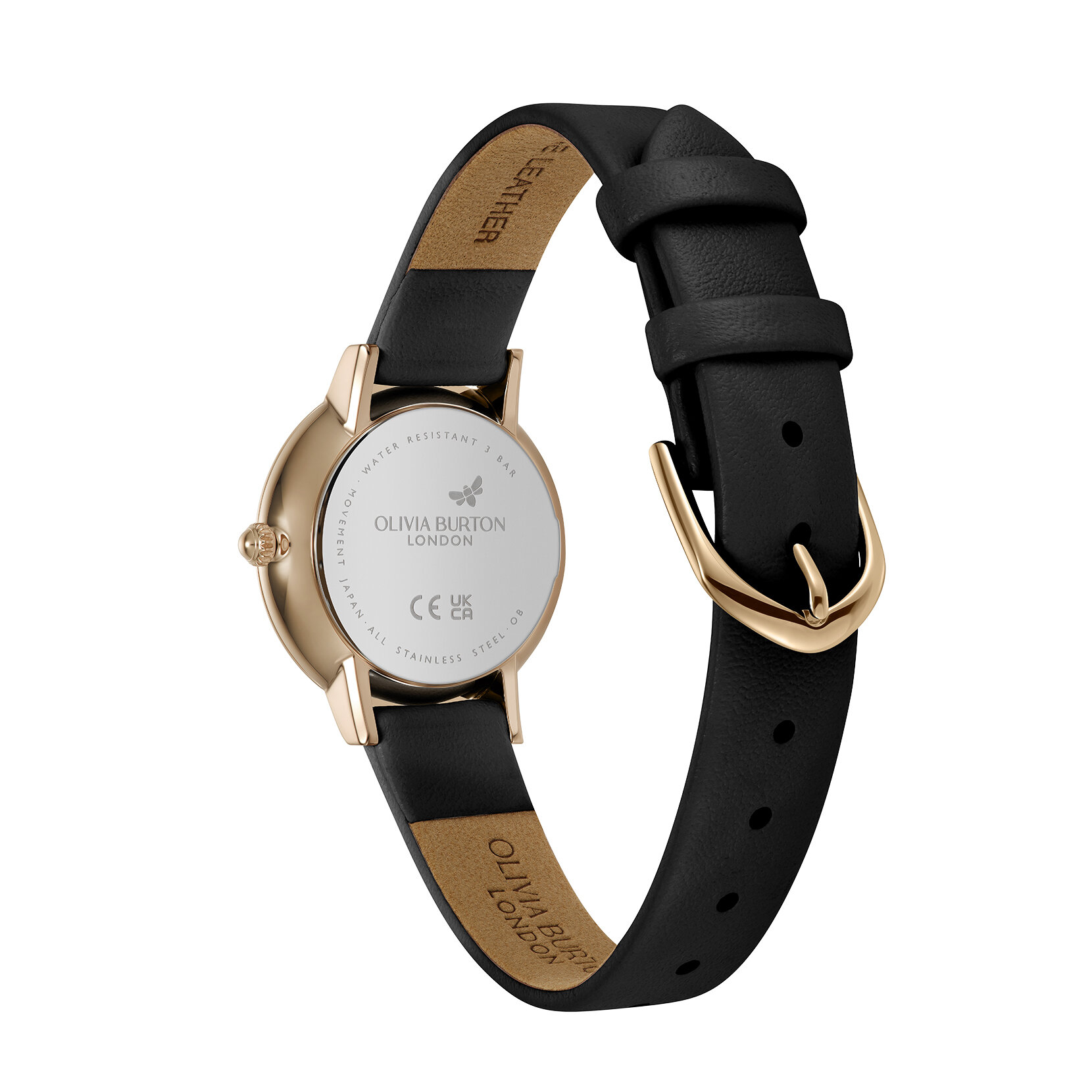 Montre Honeycomb Ultra Fine & Bracelet Cuir Noir & Or 28mm