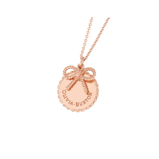 Vintage Bow Coin Necklace Rose Gold