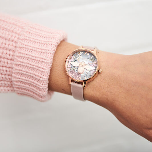 British Blooms 3D Bee, Vegan Rose & Rose Gold Watch