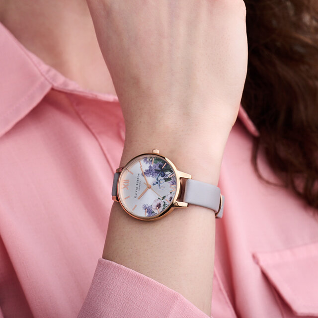 Montre Secret Garden à cadran Demi argent et gris mauve