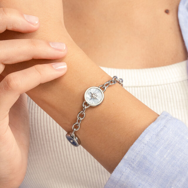 Bee and North Star Silver Tone Charm Bracelet