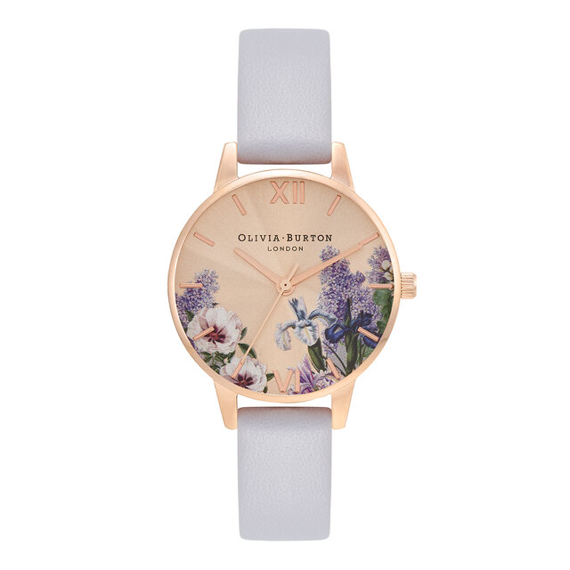 30mm Rose Gold & Lilac Leather Strap Watch