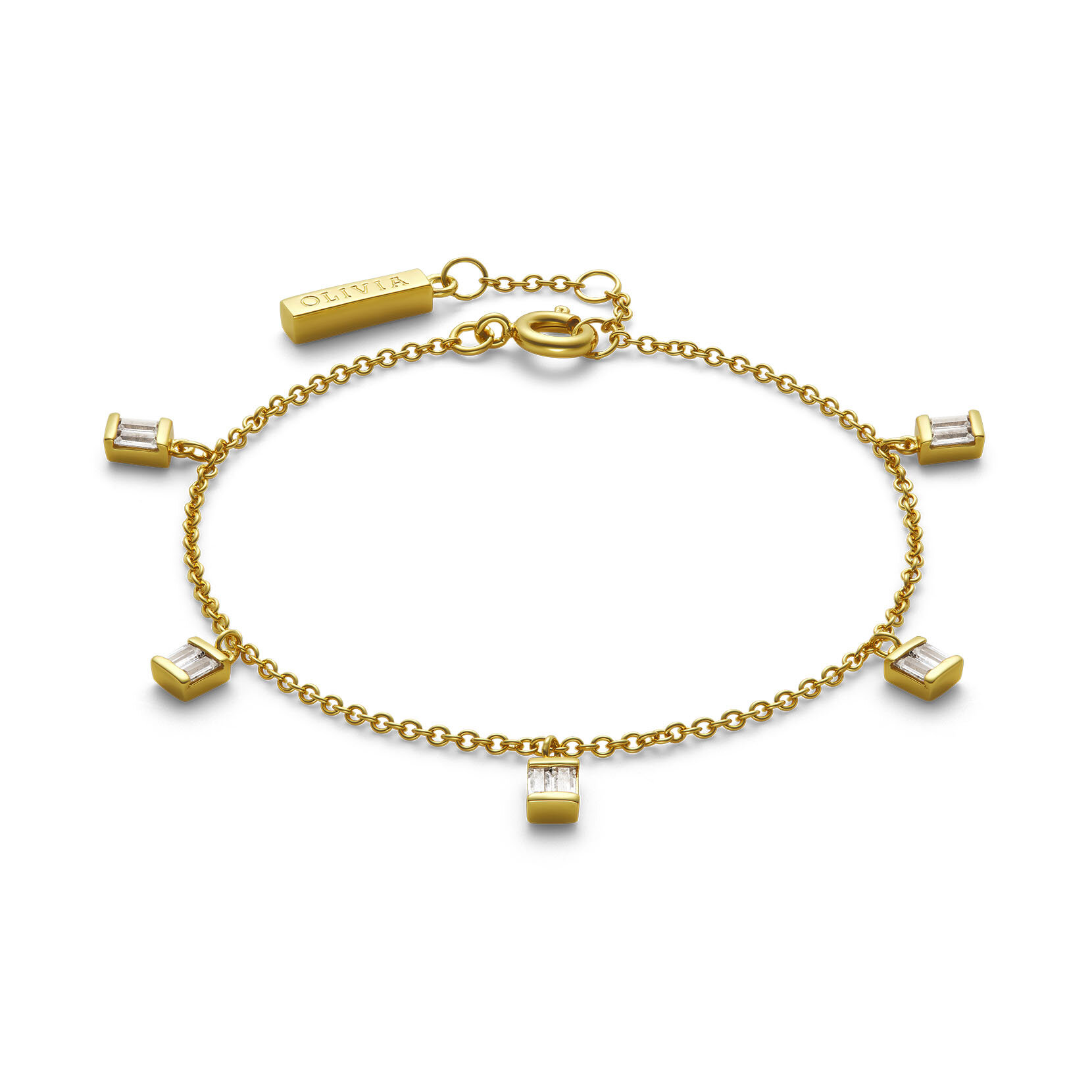 Multi Baguette Crystal Gold Plated Bracelet