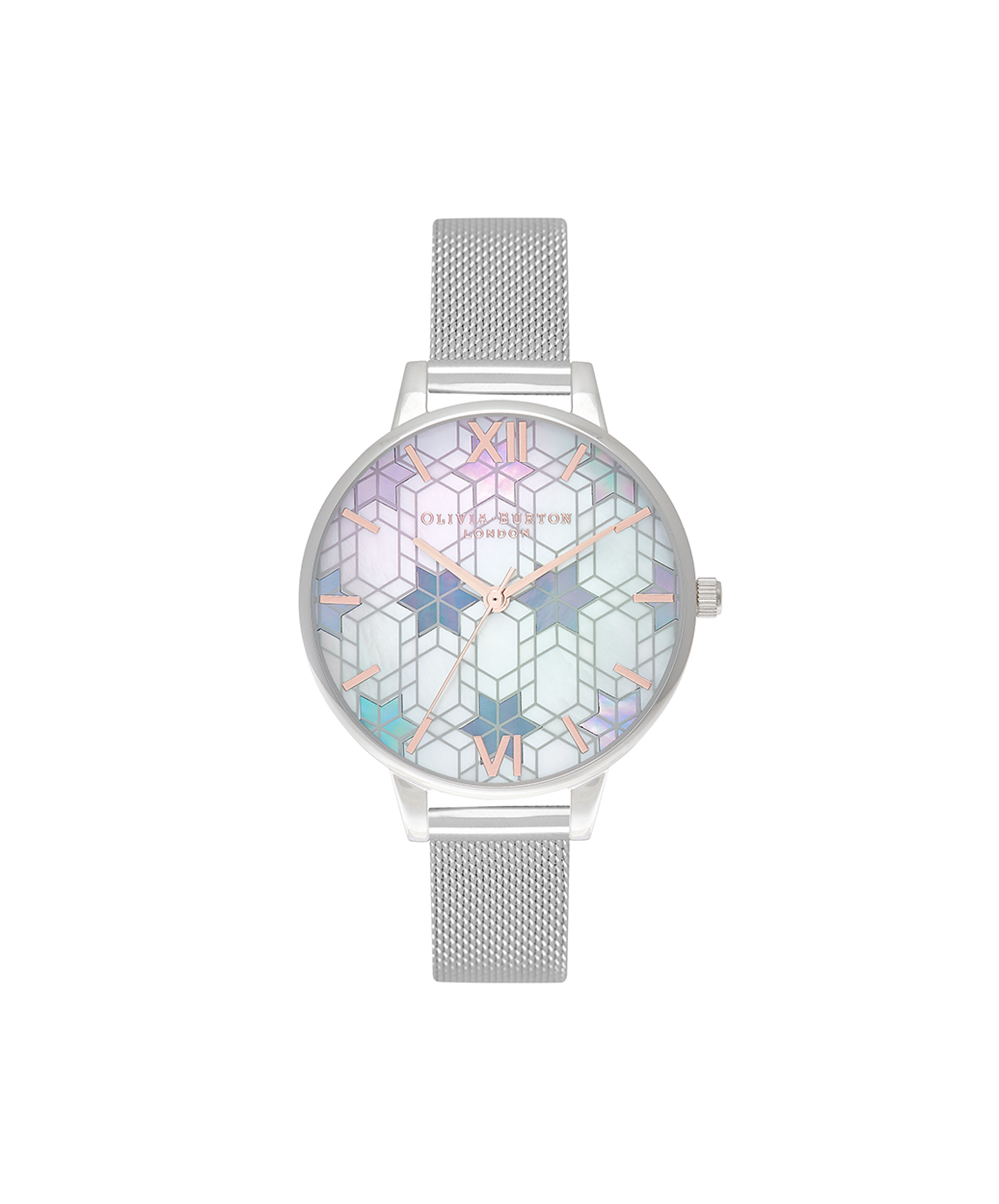 Olivia burton queen shop bee silver mesh watch