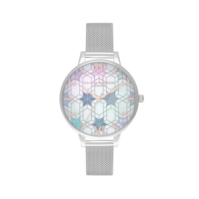 Montre en or rose à cadran Demi et bracelet milanais en argent