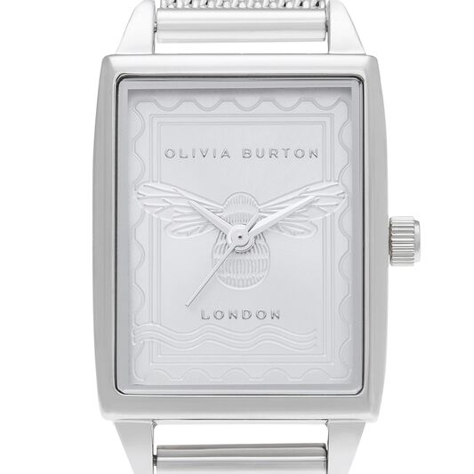 London Stamp Bee Silver Mesh Watch