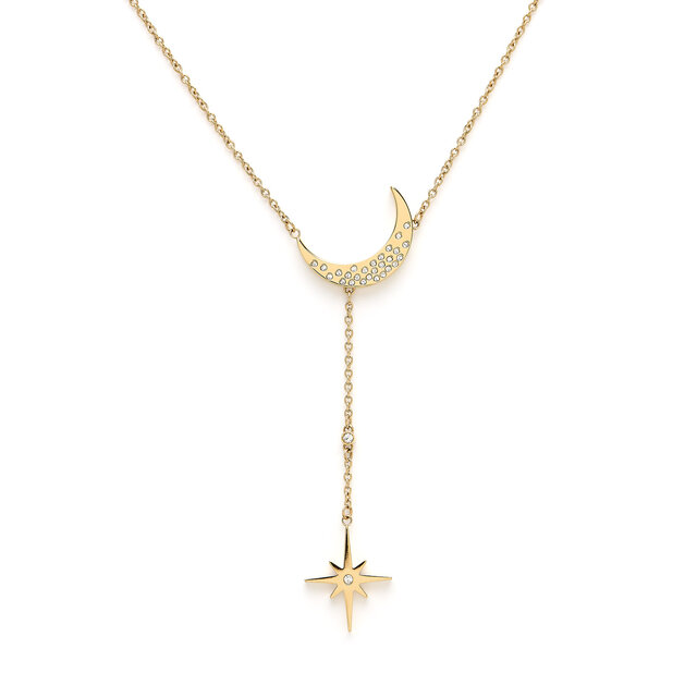 North Star & Moon Gold Necklace