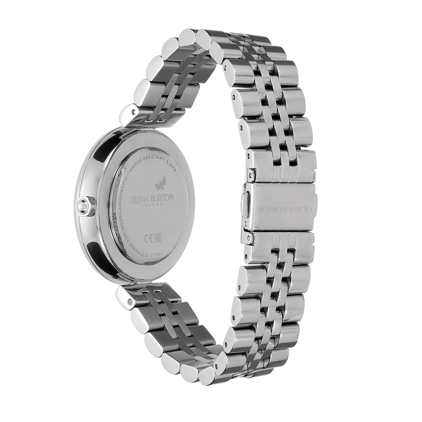 Montre Fleur de cornouiller avec fermoir en T et bracelet Blanc et Argent 36 mm