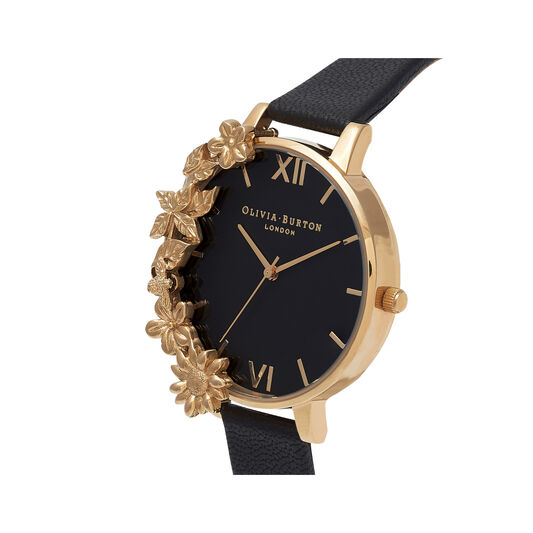 Olivia Burton Movado Company Store Ladies Case Cuff Black Dial And Gold