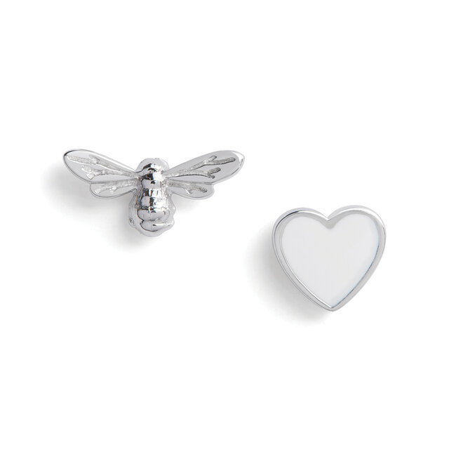 Clous d’oreilles You have my Heart blanc et argent