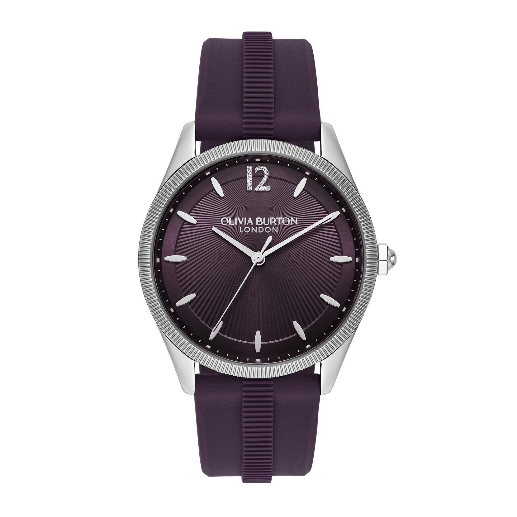 Bracelet de Montre Radiate 38mm en silicone Argent & Prune de Minuit