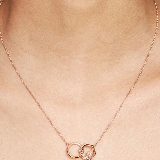 Honeycomb Bee Rose Gold Necklace
