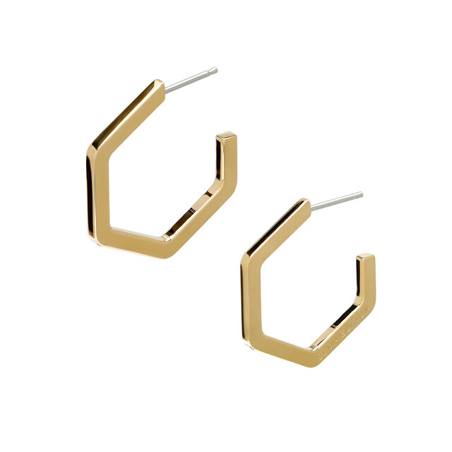 Honeycomb Gold Plated Large Hoop Earrings