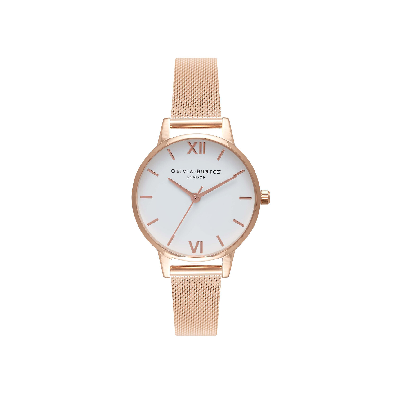 30mm White & Rose Gold Mesh Watch