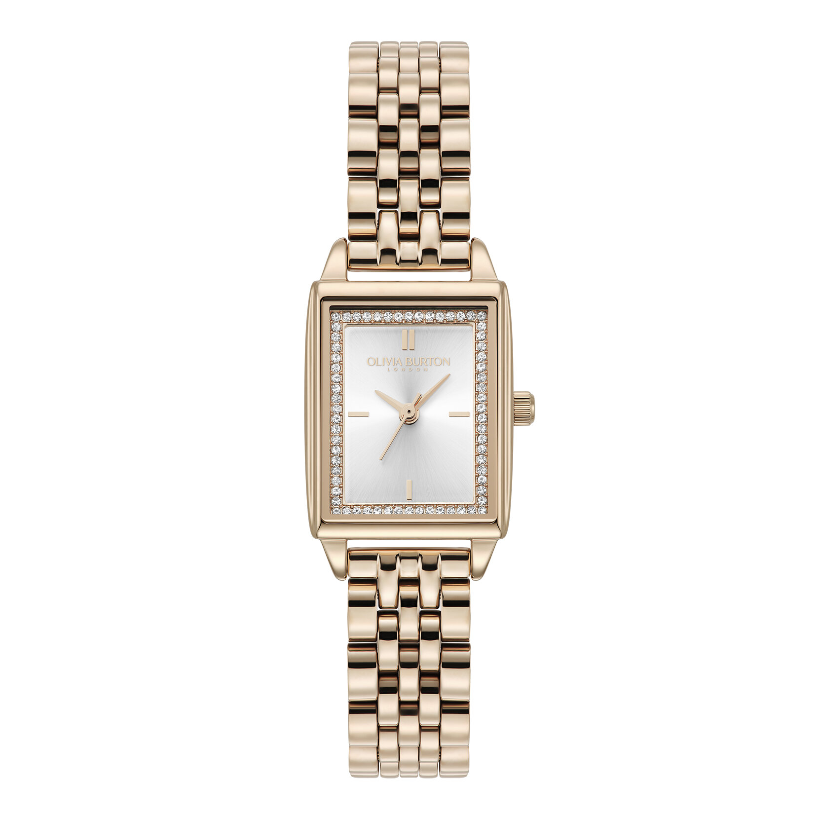 21mm Rectangle White & Carnation Gold Bracelet Watch