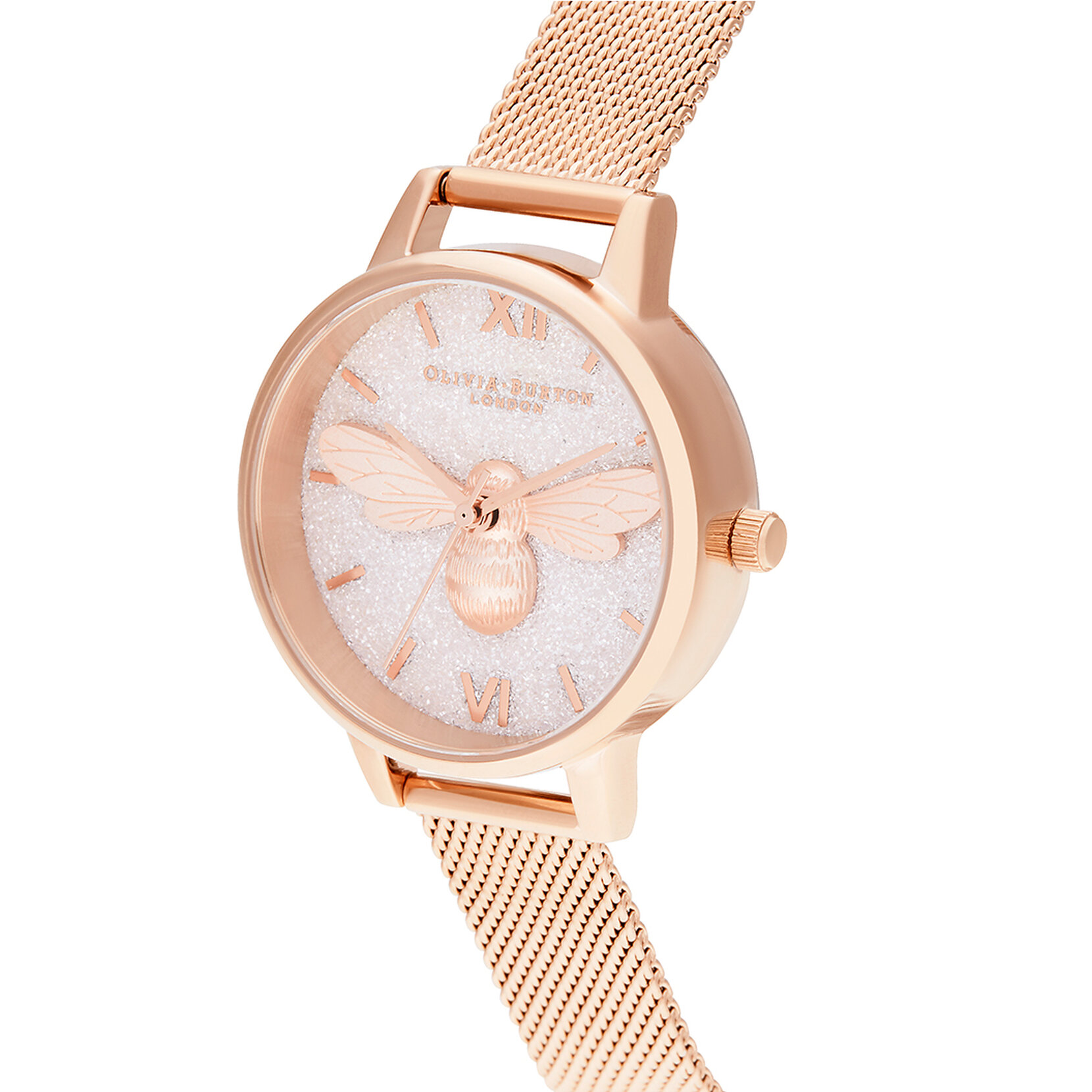 30mm White & Rose Gold Mesh Watch
