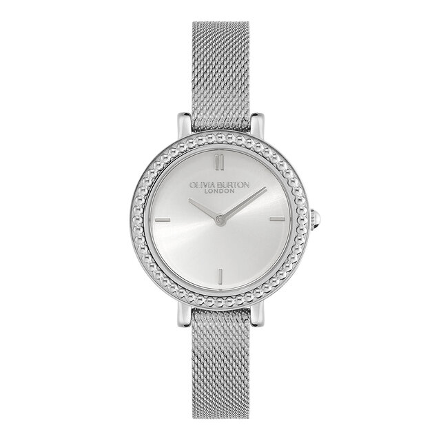 30mm Vintage Bead Silver Mesh Watch