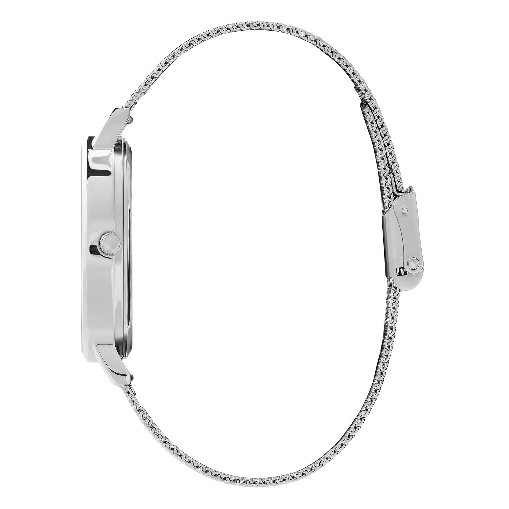 38mm White & Silver Mesh Watch
