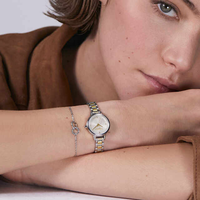 Coffret Cadeau Montre Mini Blanc & Bracelet Bicolore 23mm avec Bracelet Kindred Interlink