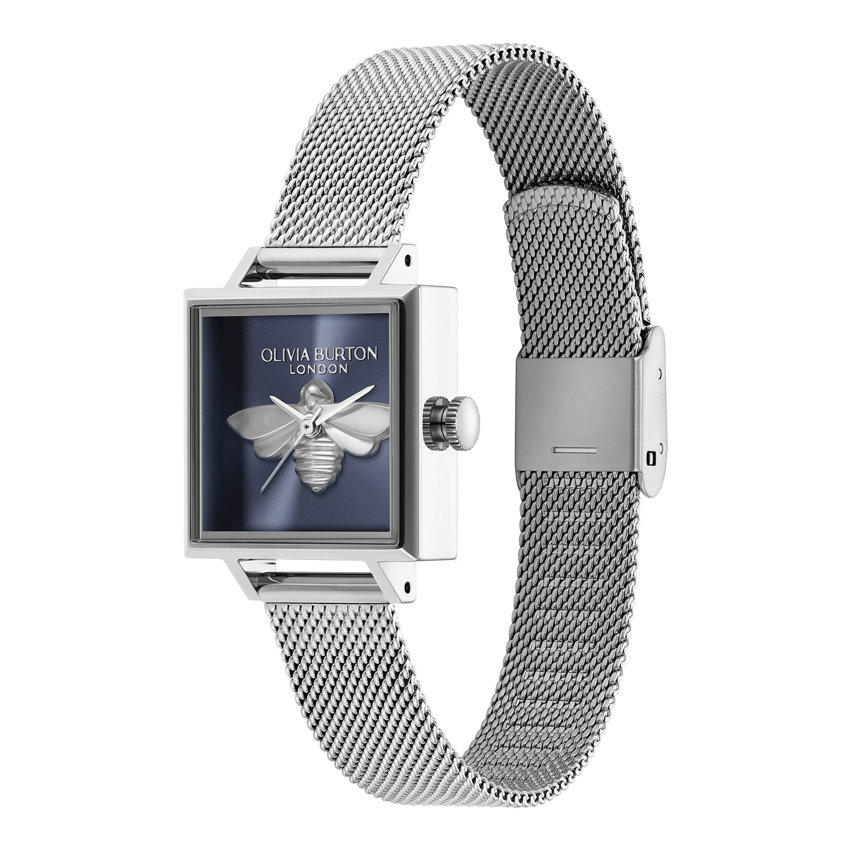 Montre maille Lucky Bee 23mm bleue et argent