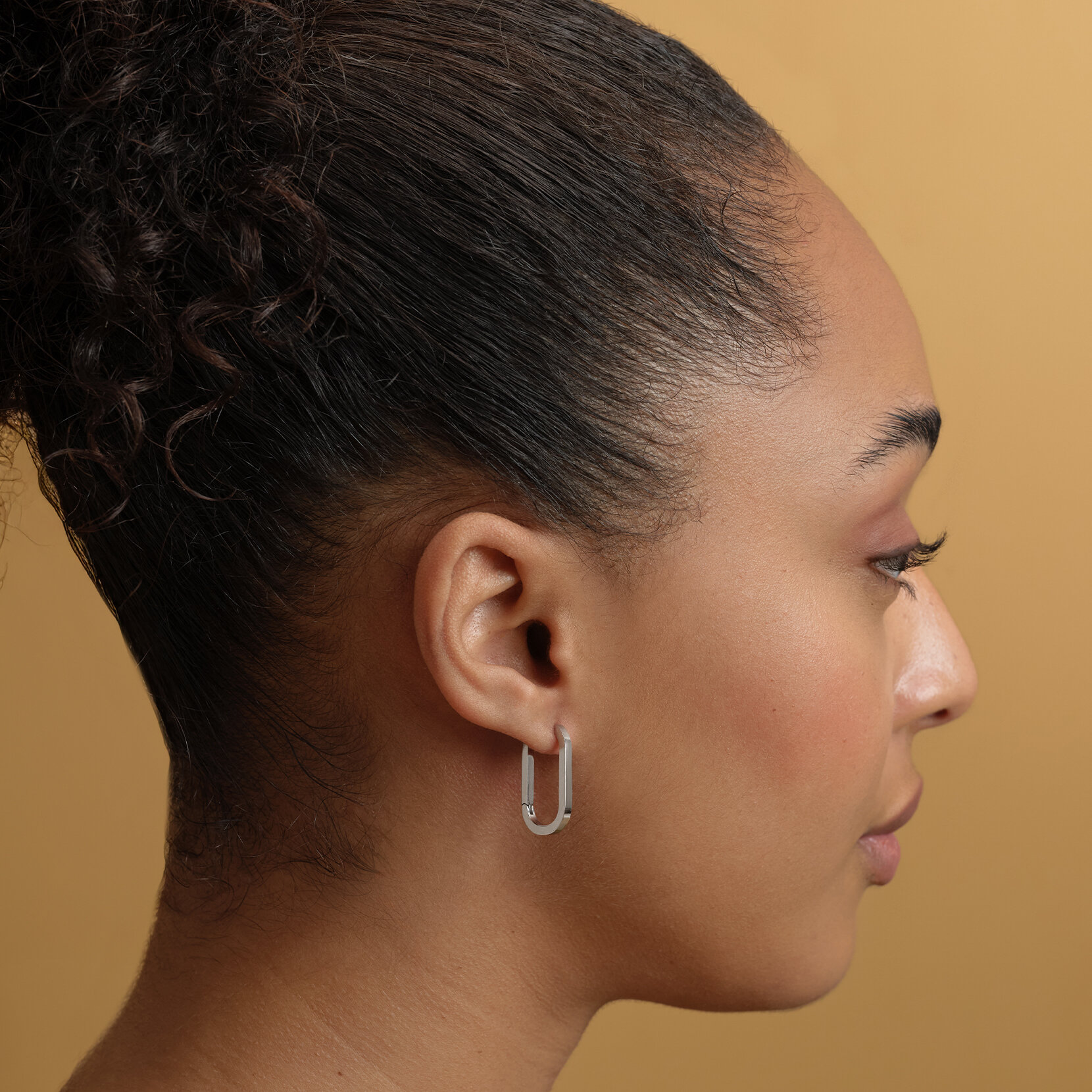Soft Square Silver Tone Hoop Earrings