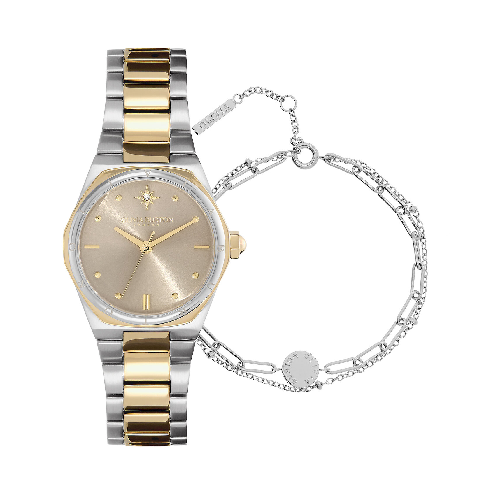 Coffret Bracelet de Montre Hexa 28mm Bicolore & Bracelet à plusieurs rangs Illusion