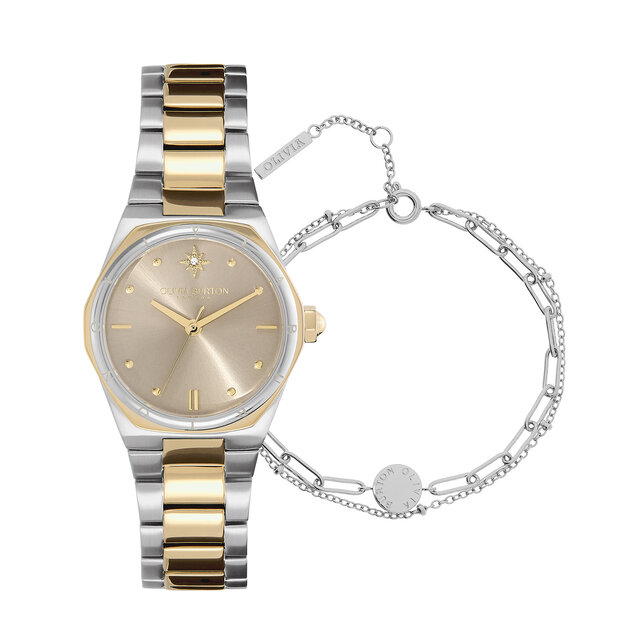 Coffret Bracelet de Montre Hexa 28mm Bicolore & Bracelet à plusieurs rangs Illusion