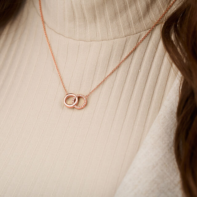 Classic Bejewelled Interlink Necklace Rose Gold