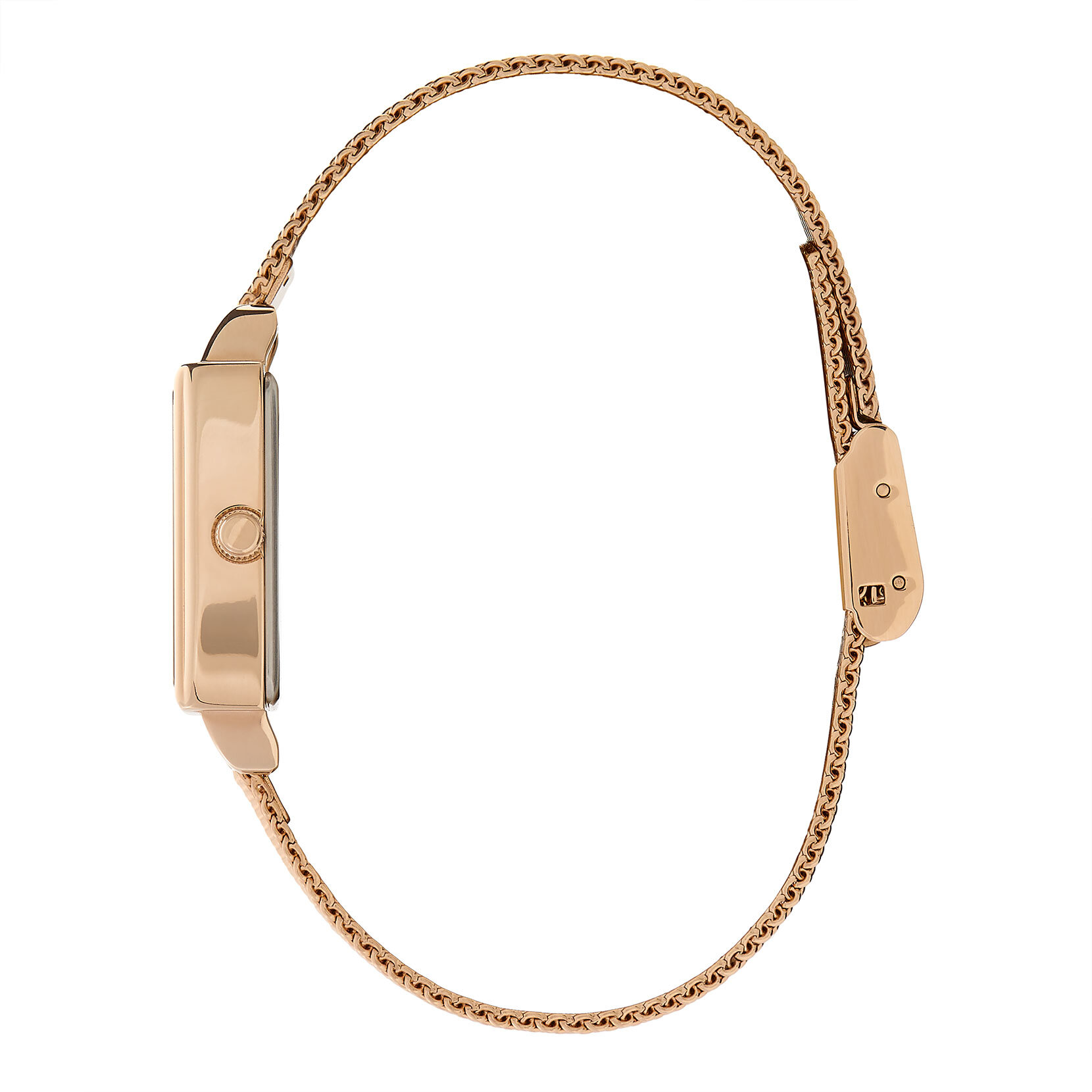 Montre Townhouse rectangulaire blanc à bracelet milanais or blanc 21 mm