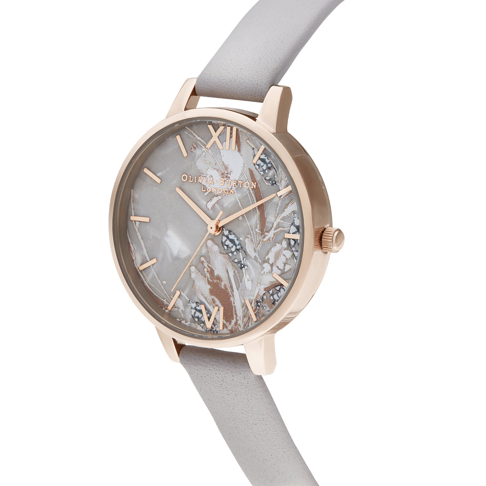 Abstract Florals Grey Lilac & Rose Gold Watch
