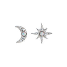 Clous d’oreilles North Star & Moon opale et argent