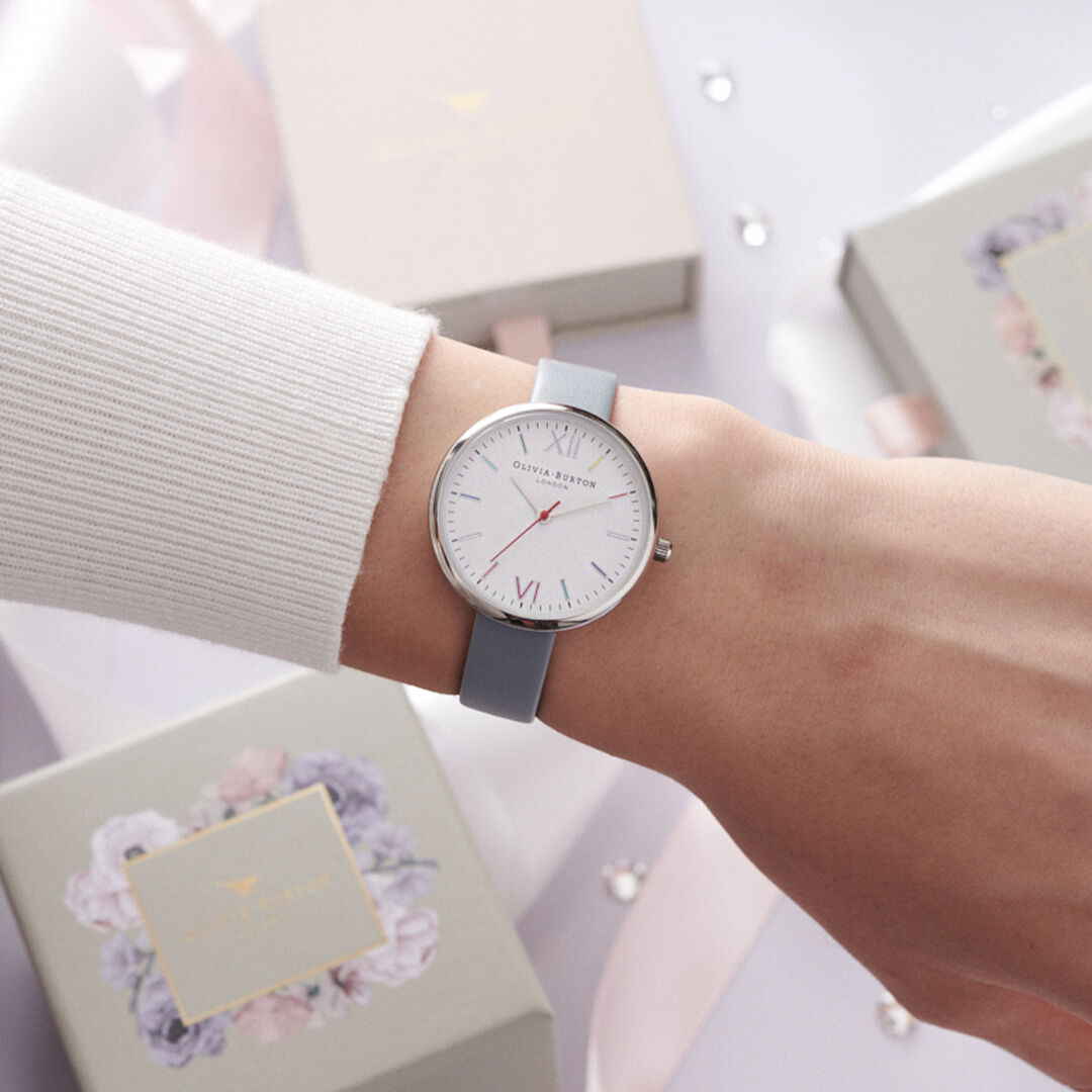 Rainbow Marker Fob Chalk Blue Watch Gift Set Olivia Burton London